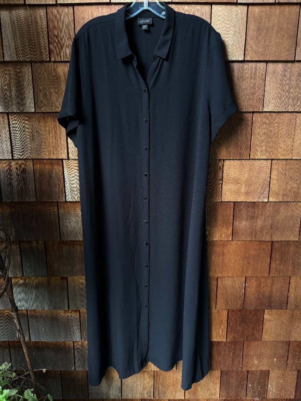 J. Jill Wearever Collection Black Button Front Shirt Dress in Women's XLPetite